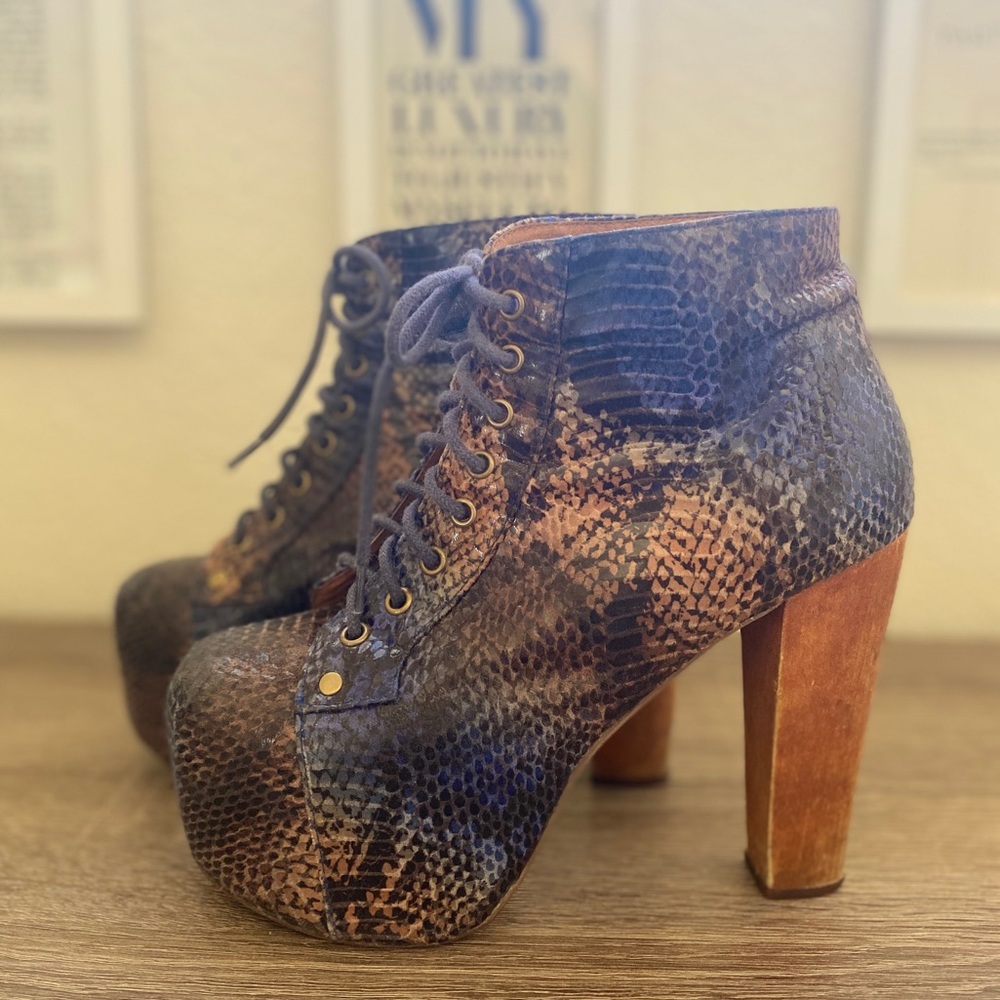 Snakeskin Jefferey Campbell Chunky Platform Heels
